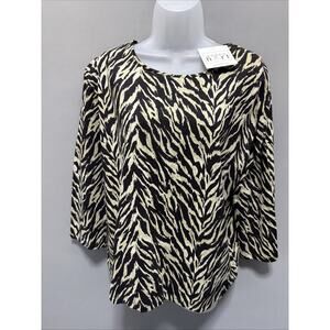 Vintage Keren Hart Womens Blouse Top L Animal Print New